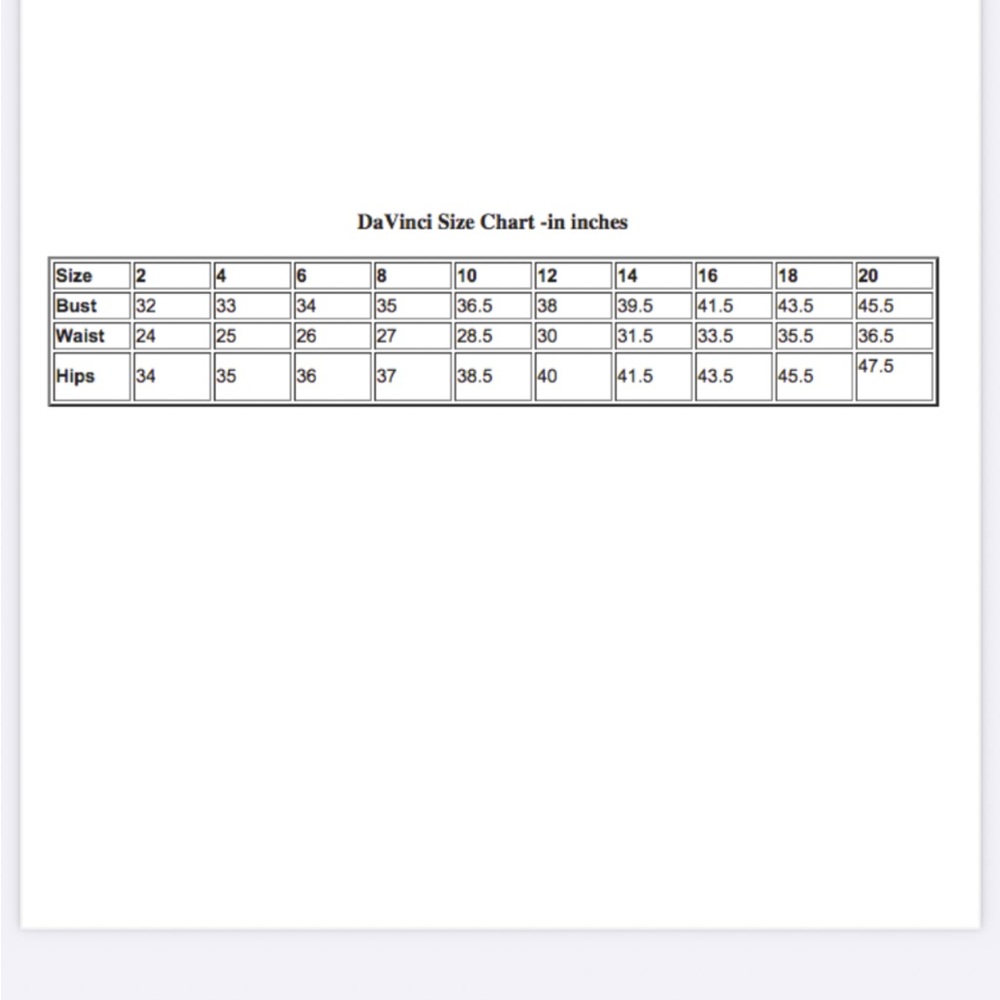 DaVinci Size Chart - Picture 6 of 7